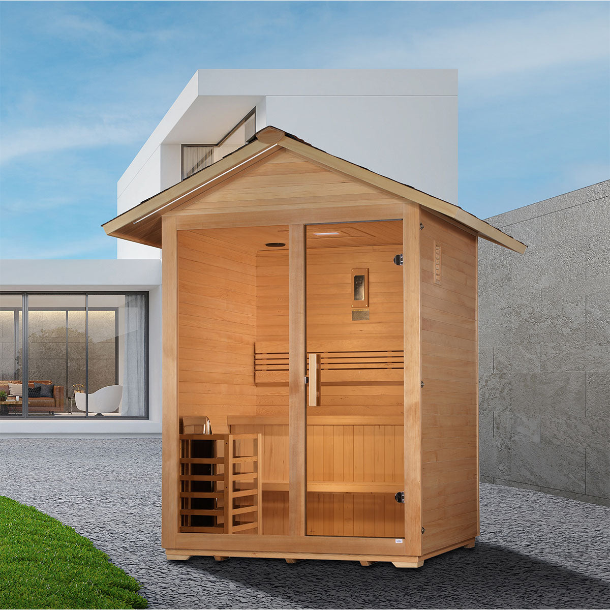 Golden Designs Arlberg 3 Person Traditional Outdoor Sauna -  Canadian Hemlock