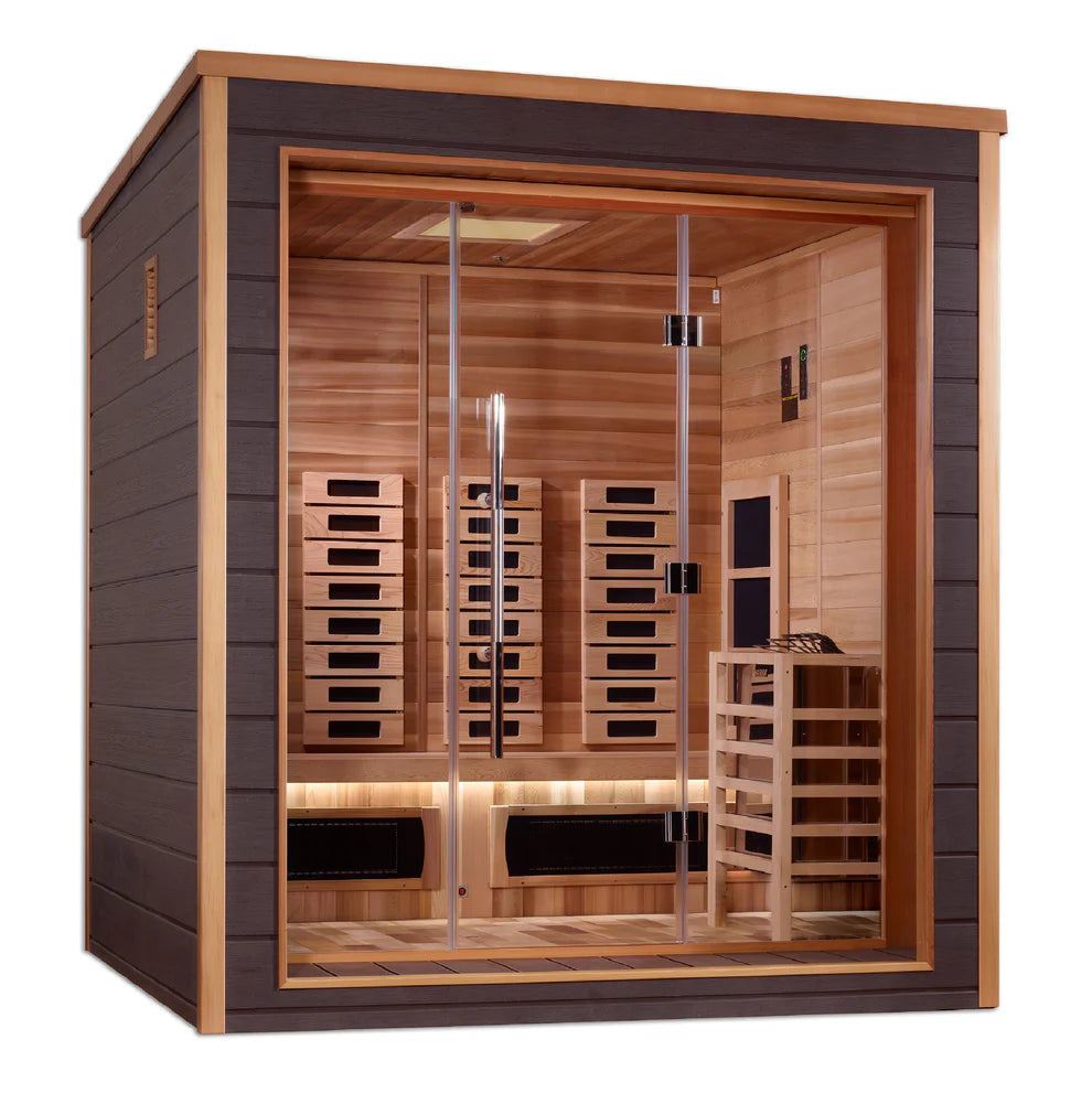 Golden Designs Visby 3-Person Full Spectrum Indoor-Outdoor Hybrid Sauna