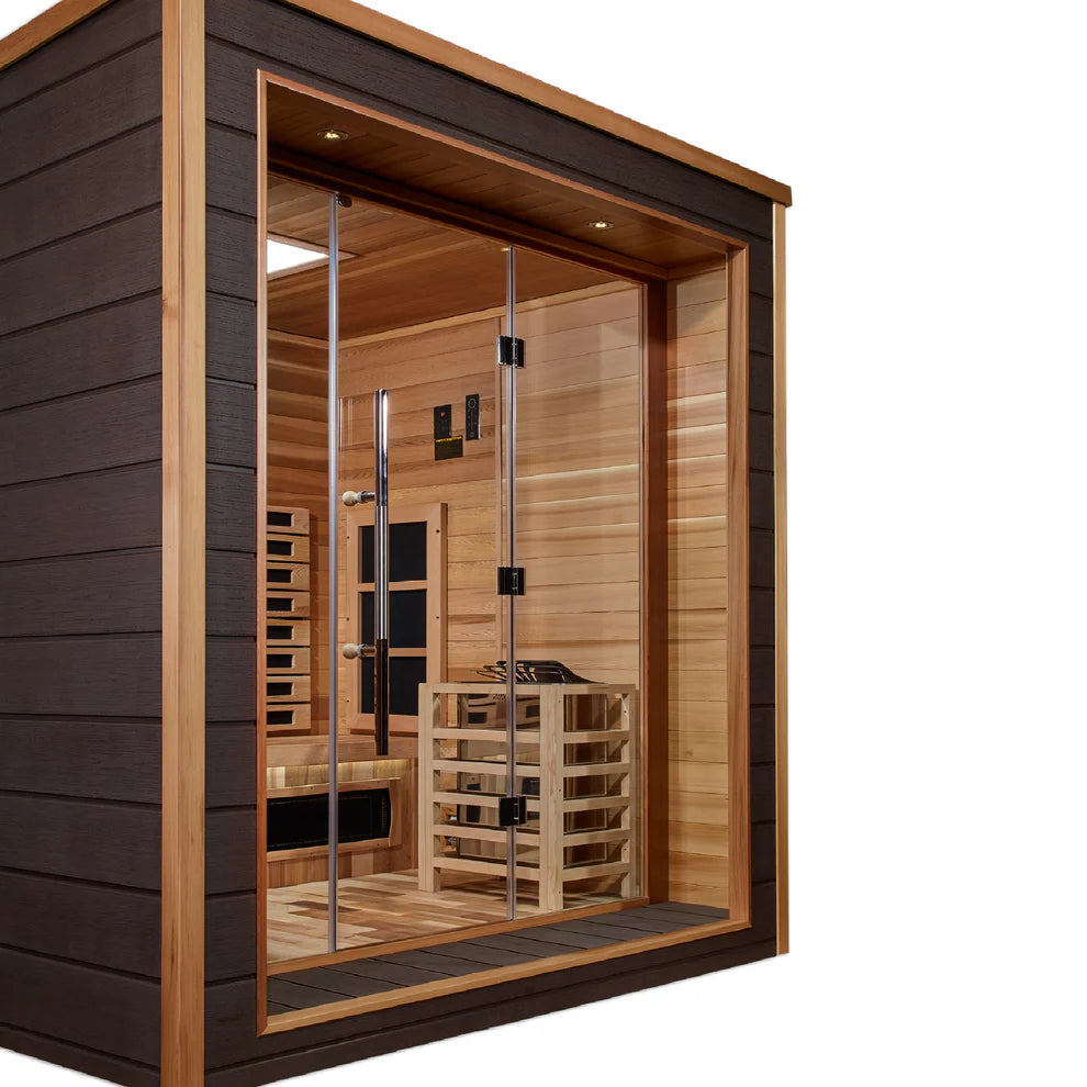 Golden Designs Visby 3-Person Full Spectrum Indoor-Outdoor Hybrid Sauna