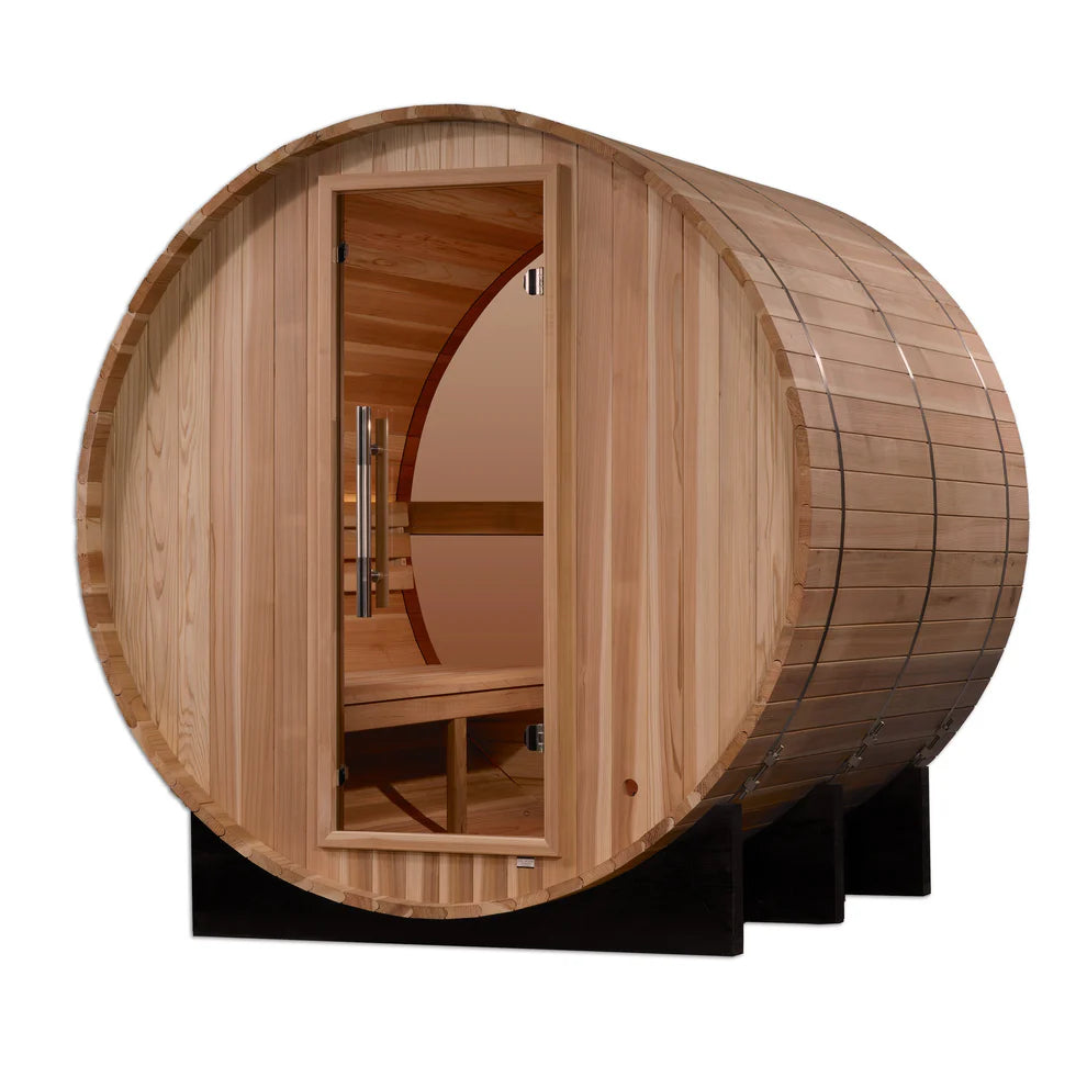 Golden Designs Zurich 4 Person Barrel with Bronze Privacy View - Traditional Sauna