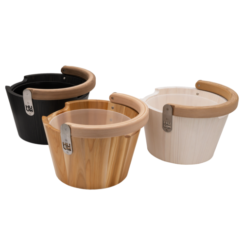 HUUM TASA Wood Sauna Bucket with Curved Handle