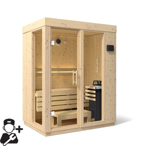 Kohler C1™ 2-Person Indoor Sauna Kit – Scandinavian Spruce, Full Floor