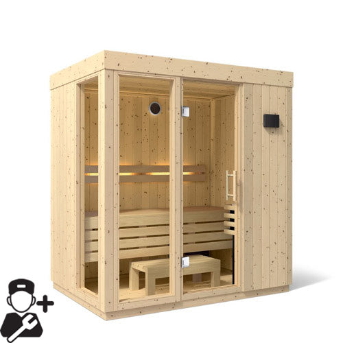 Kohler C1™ 3-Person Indoor Sauna Kit – Scandinavian Spruce, Full Floor