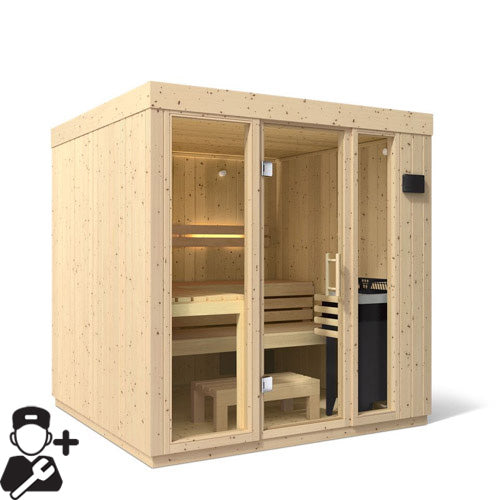 Kohler C1™ 5-Person Indoor Sauna Kit – Scandinavian Spruce, Full Floor
