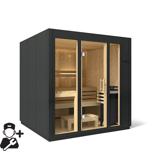 Kohler C1™ 5-Person Indoor Sauna Kit – Graphite Grey, Full Floor
