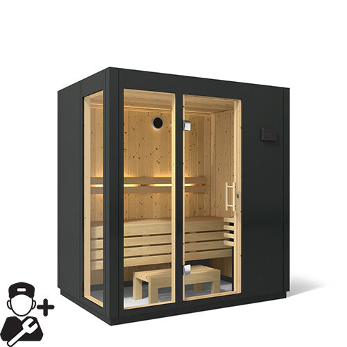 Kohler C1™ 3-Person Indoor Sauna Kit – Graphite Grey, No Floor