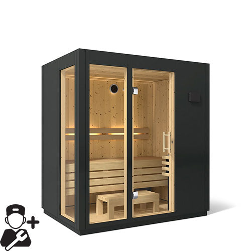 KohlerC1™ 3-Person Indoor Sauna Kit – Graphite Grey, Full Floor