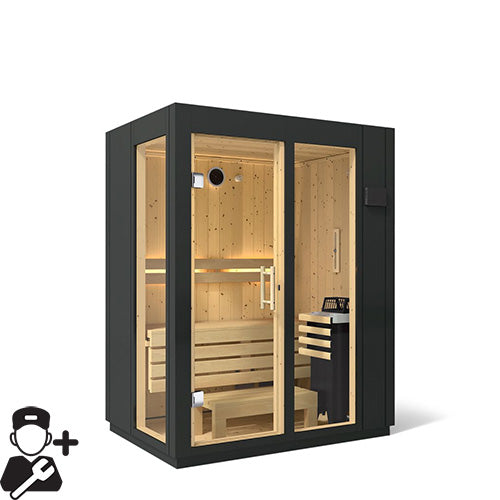 Kohler C1™ 2-Person Indoor Sauna Kit – Graphite Grey, Full Floor