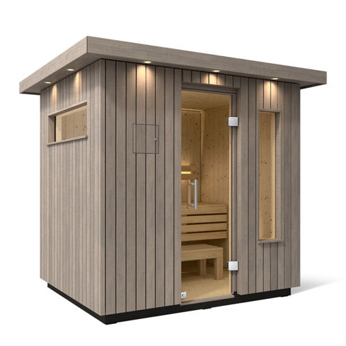 Kohler C2™ 3-Person Outdoor Sauna Kit – Weathered Grey Spruce