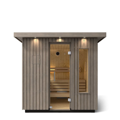 Kohler C2™ 3-Person Outdoor Sauna Kit – Weathered Grey Spruce