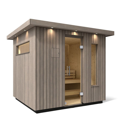Kohler C2™  5-Person Outdoor Sauna Kit – Weathered Grey Spruce