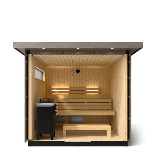 Kohler C2™  5-Person Outdoor Sauna Kit – Weathered Grey Spruce