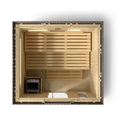 Kohler C2™  5-Person Outdoor Sauna Kit – Weathered Grey Spruce