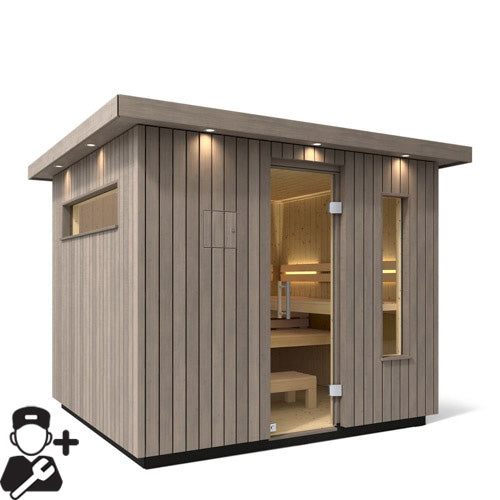 Kohler C2™ 6-Person Outdoor Sauna Kit – Weathered Grey Spruce