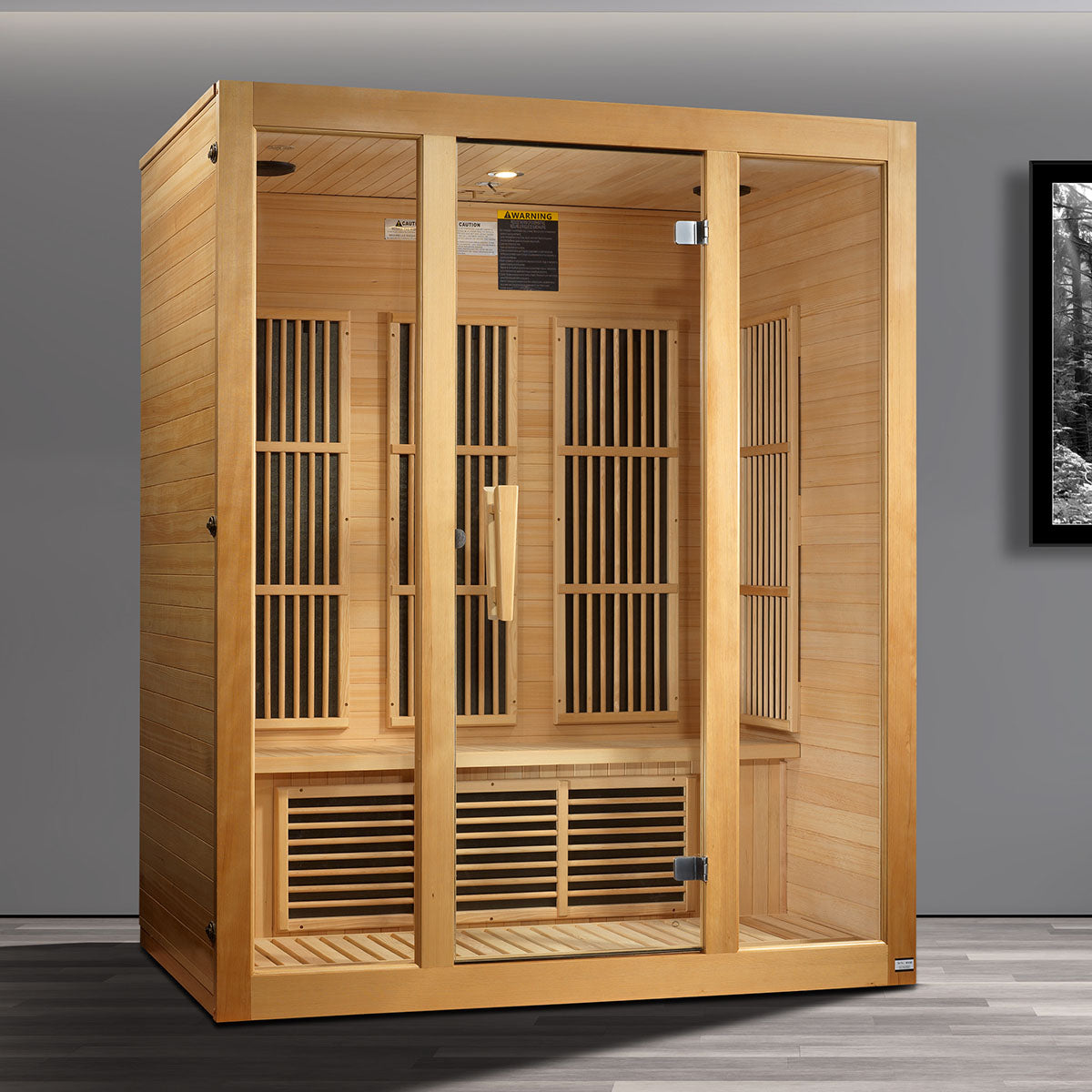 Golden Designs Maxxus Bellevue 3-Person Near Zero EMF FAR Infrared Sauna With Canadian Hemlock