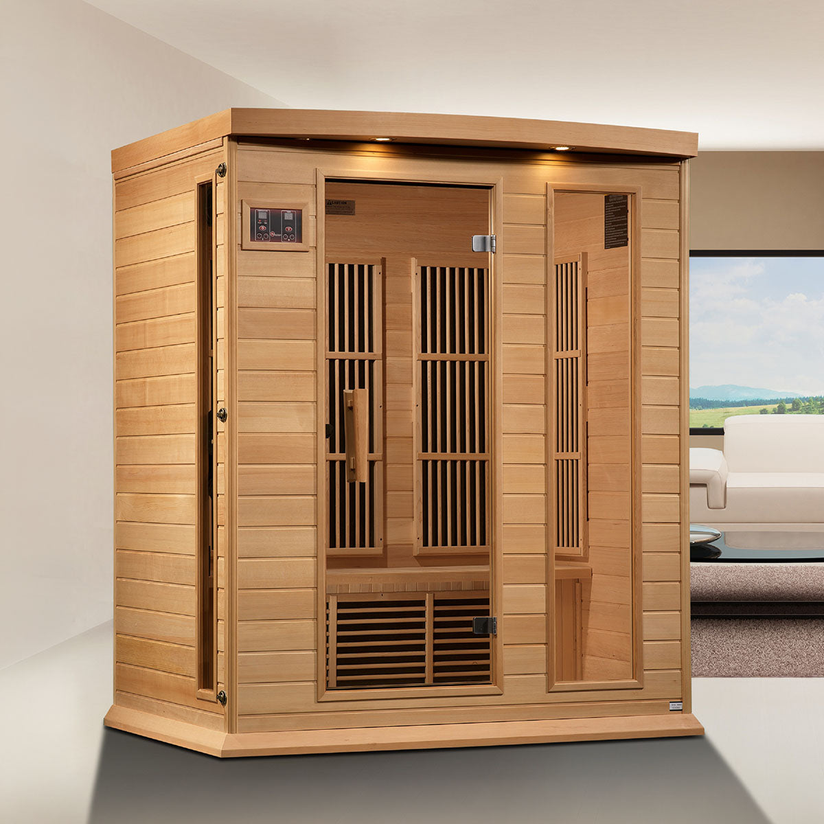 Golden Designs Maxxus 3-Person Near Zero EMF FAR Infrared Sauna With Canadian Hemlock