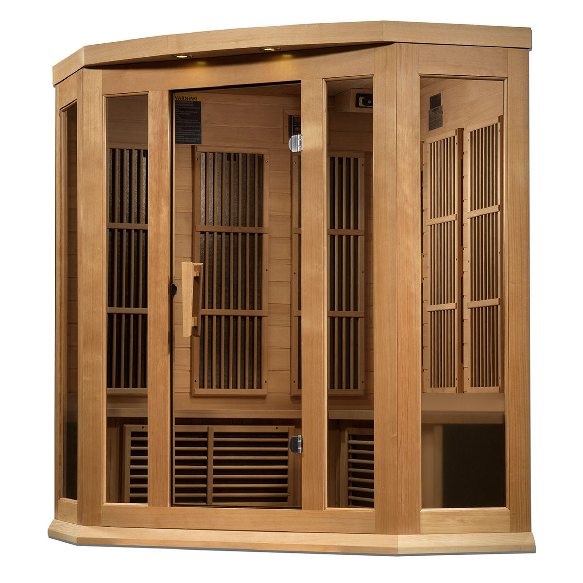 Golden Designs Maxxus 3-Person Corner Near Zero EMF FAR Infrared Sauna With Canadian Hemlock