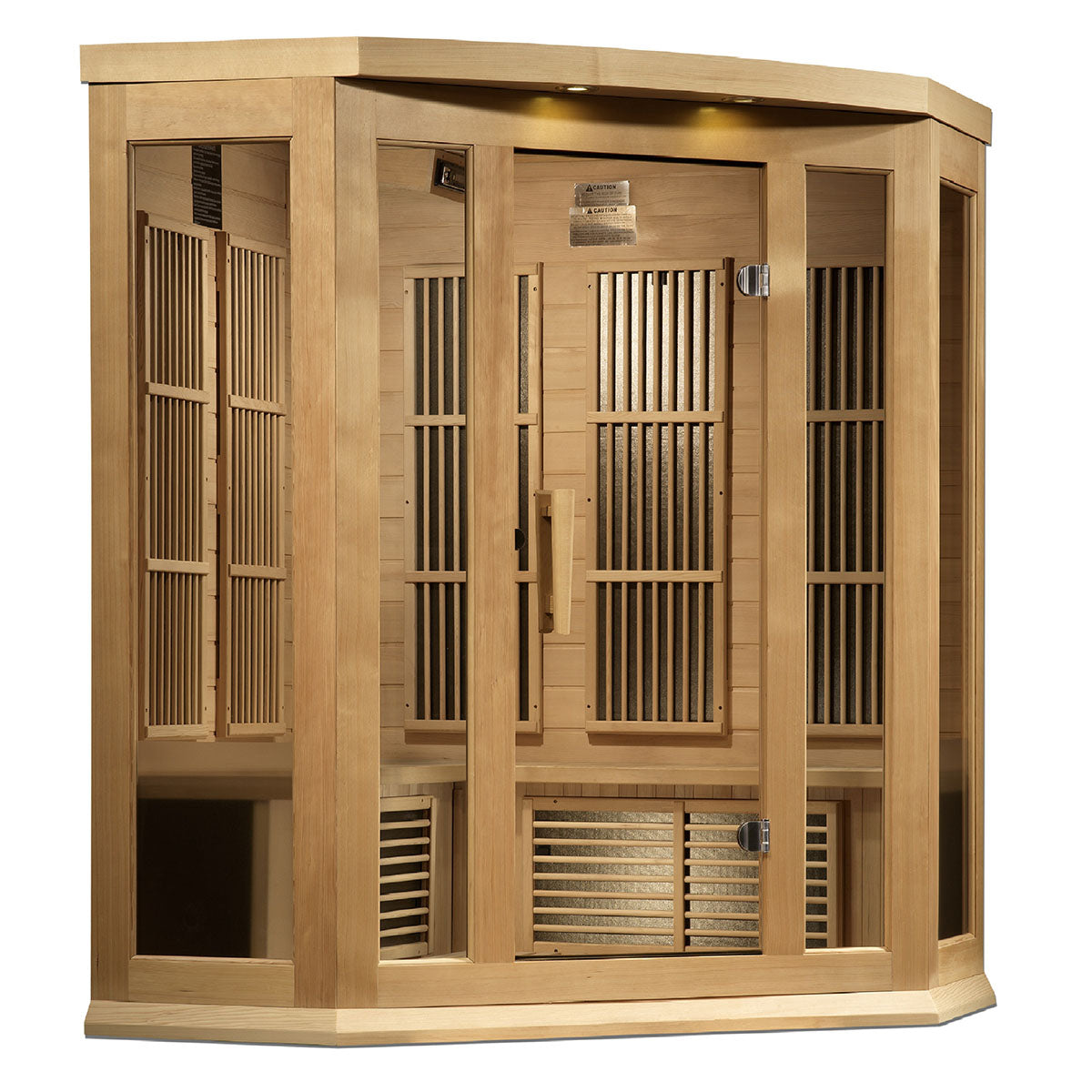 Golden Designs Maxxus 3-Person Corner Near Zero EMF FAR Infrared Sauna With Canadian Hemlock