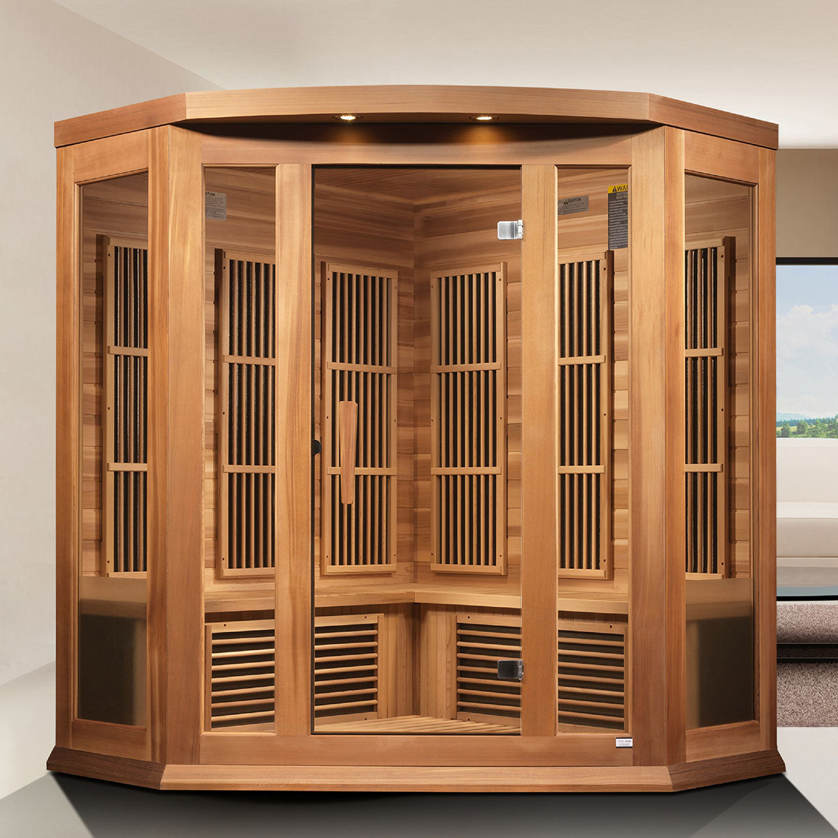 Golden Designs Maxxus Red Cedar 3-Person Corner Low EMF FAR Infrared Sauna