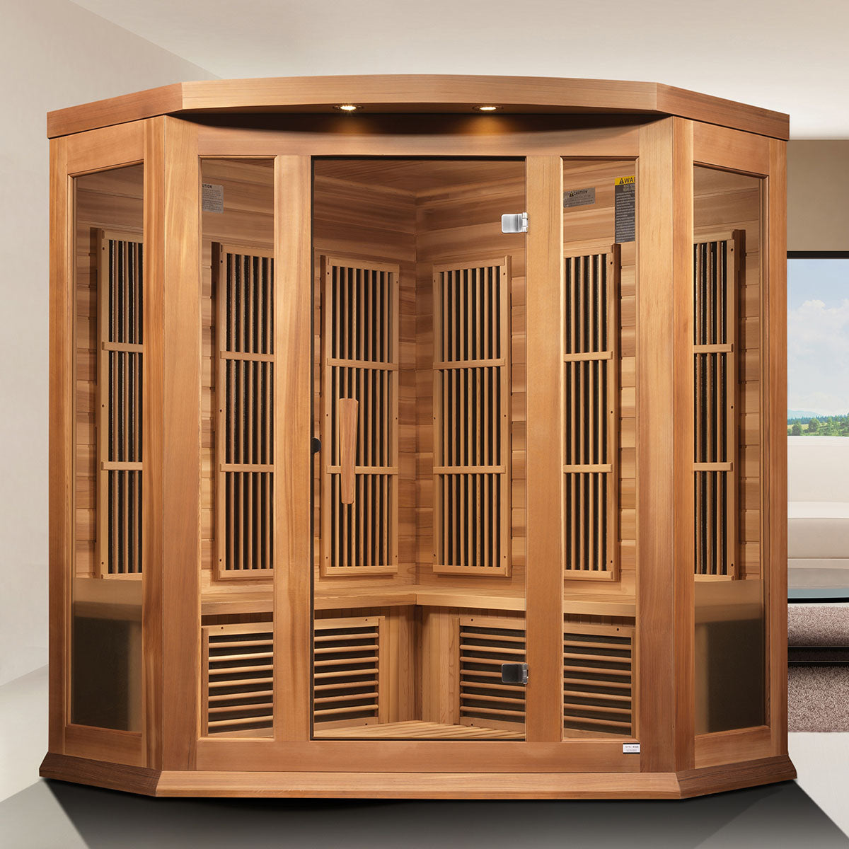 Golden Designs Maxxus Red Cedar 3-Person Corner Low EMF FAR Infrared Sauna