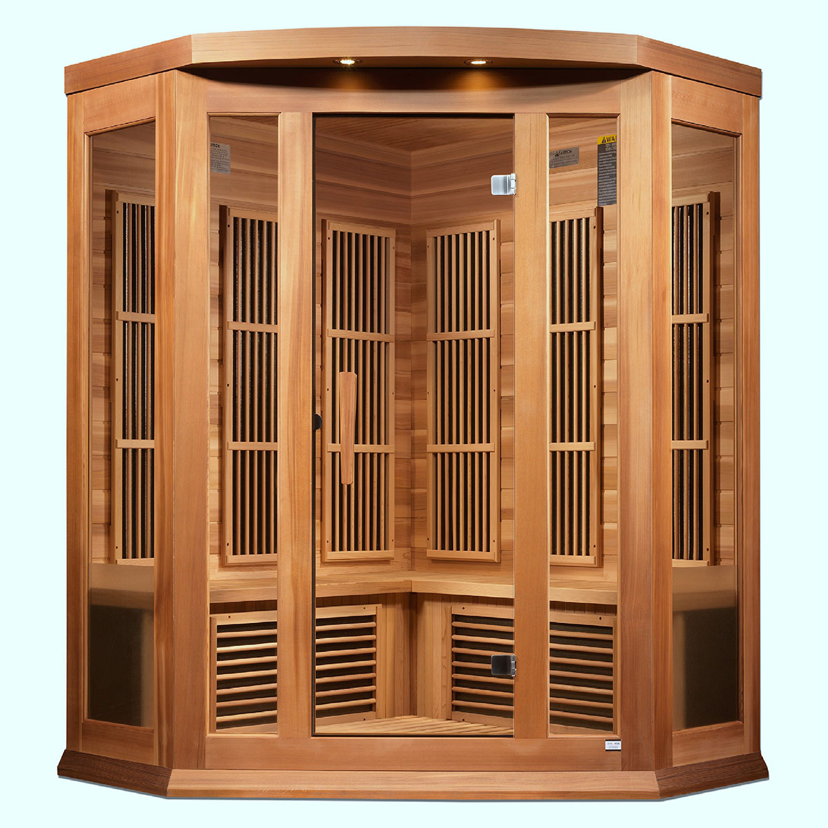 Golden Designs Maxxus Avignon 3-Person Corner Near Zero EMF FAR Infrared Sauna With Canadian Red Cedar