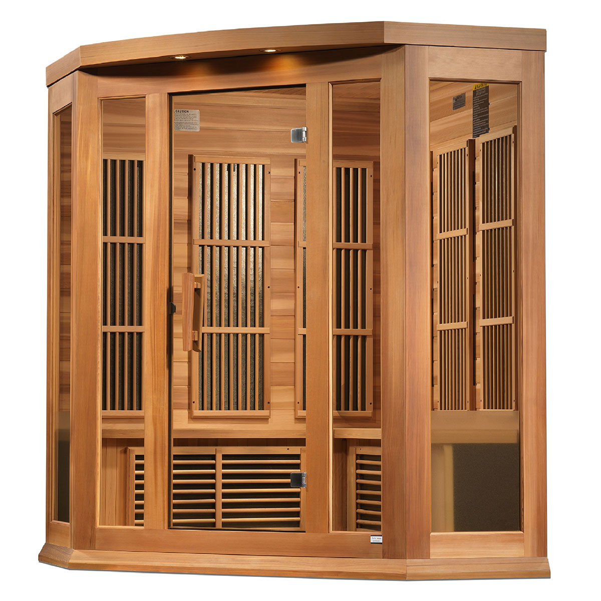 Golden Designs Maxxus Avignon 3-Person Corner Near Zero EMF FAR Infrared Sauna With Canadian Red Cedar