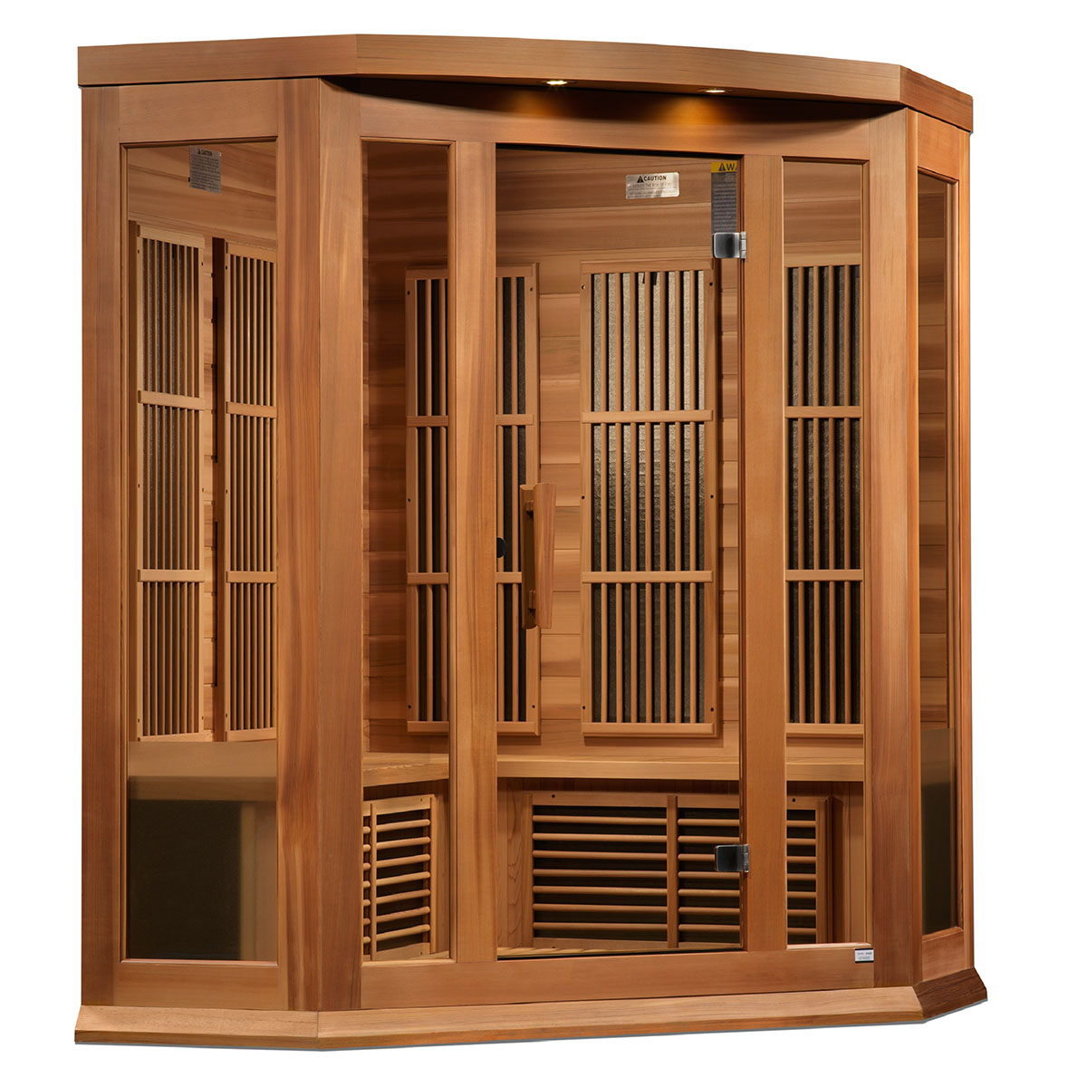 Golden Designs Maxxus Avignon 3-Person Corner Near Zero EMF FAR Infrared Sauna With Canadian Red Cedar