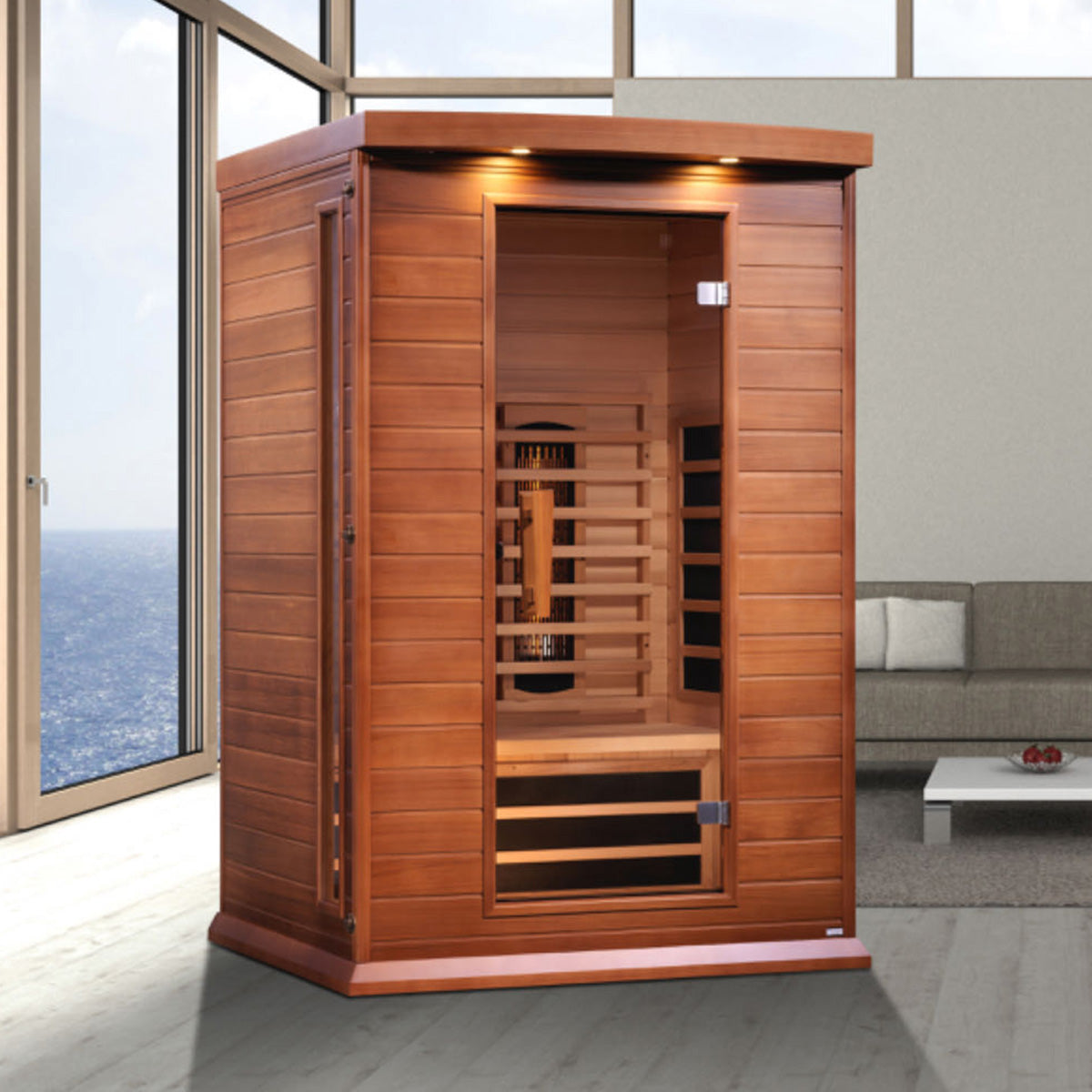 Golden Designs Maxxus 2-Person Full Spectrum Near Zero EMF FAR Infrared Sauna With Canadian Red Cedar