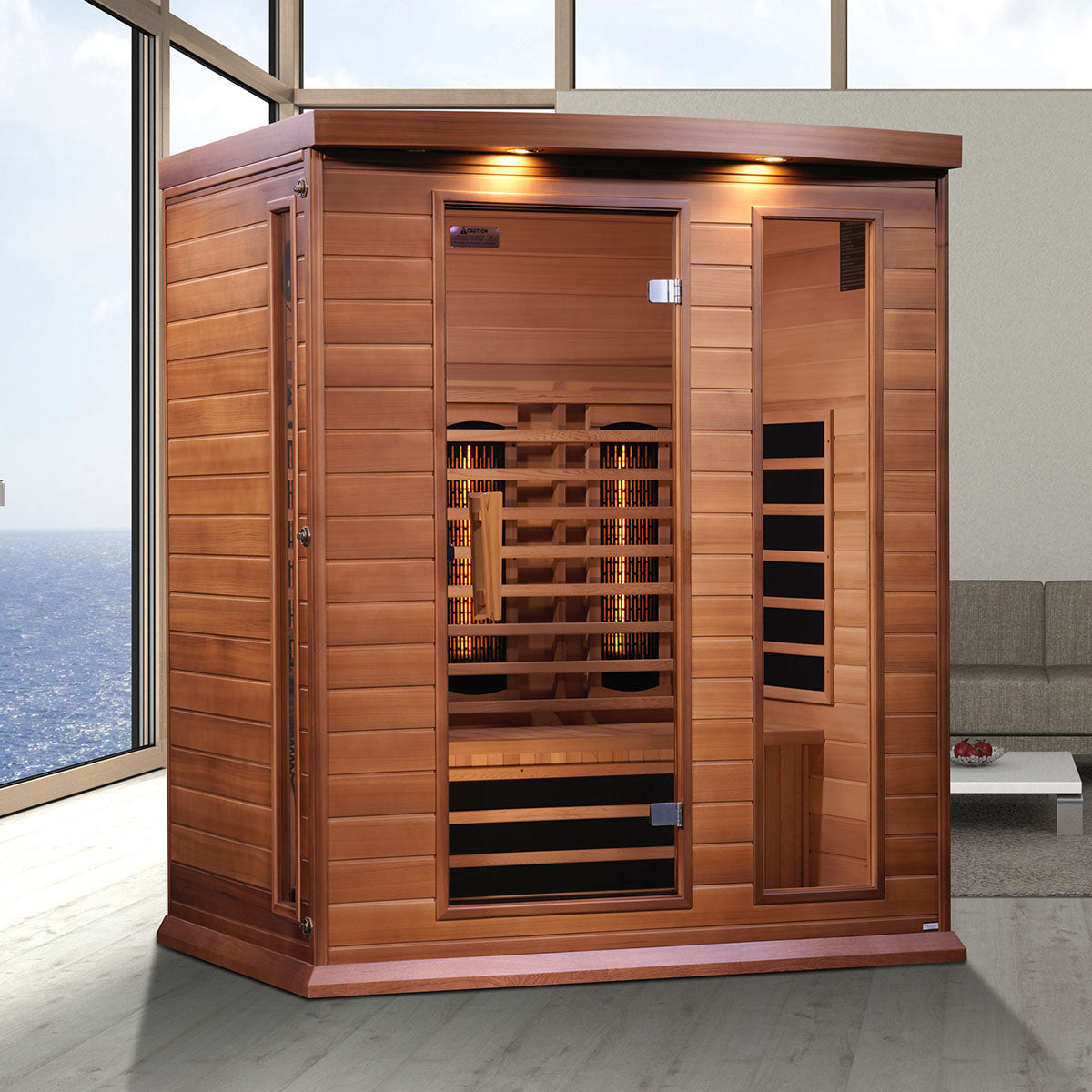 Golden Designs Maxxus 3-Person Full Spectrum Near Zero EMF FAR Infrared Sauna With Canadian Red Cedar