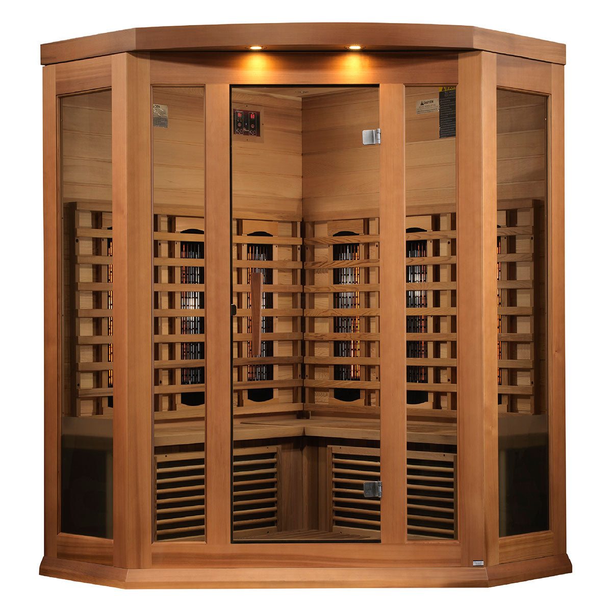 Golden Designs Maxxus 3-Person Corner Full Spectrum Near Zero EMF FAR Infrared Sauna With Canadian Red Cedar