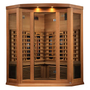 Golden Designs Maxxus 3-Person Corner Full Spectrum Near Zero EMF FAR Infrared Sauna With Canadian Red Cedar
