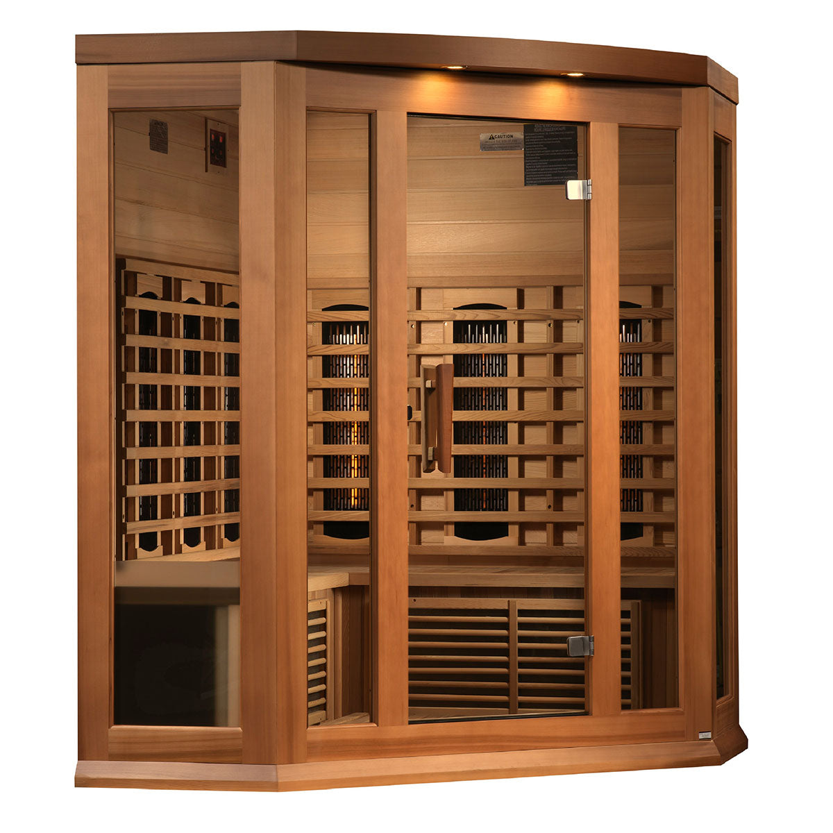 Golden Designs Maxxus 3-Person Corner Full Spectrum Near Zero EMF FAR Infrared Sauna With Canadian Red Cedar