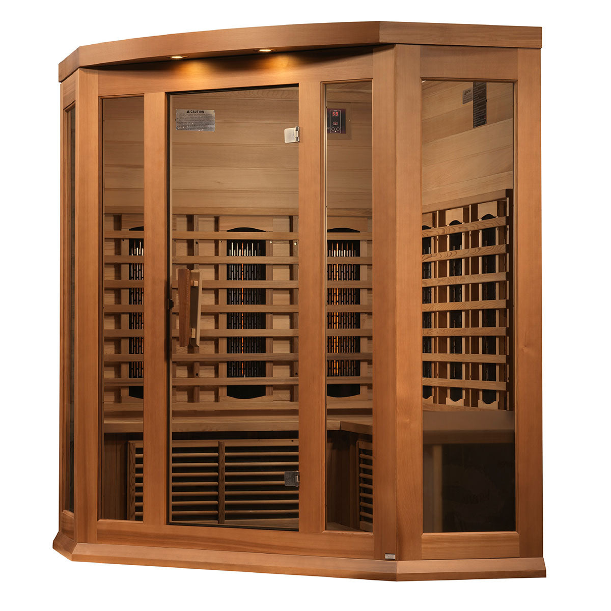 Golden Designs Maxxus 3-Person Corner Full Spectrum Near Zero EMF FAR Infrared Sauna With Canadian Red Cedar