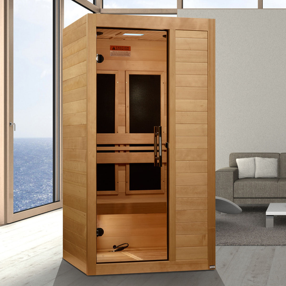 Golden Designs Maxxus S-Line Yoga 1-Person Ultra Low EMF FAR Infrared Sauna With Canadian Hemlock