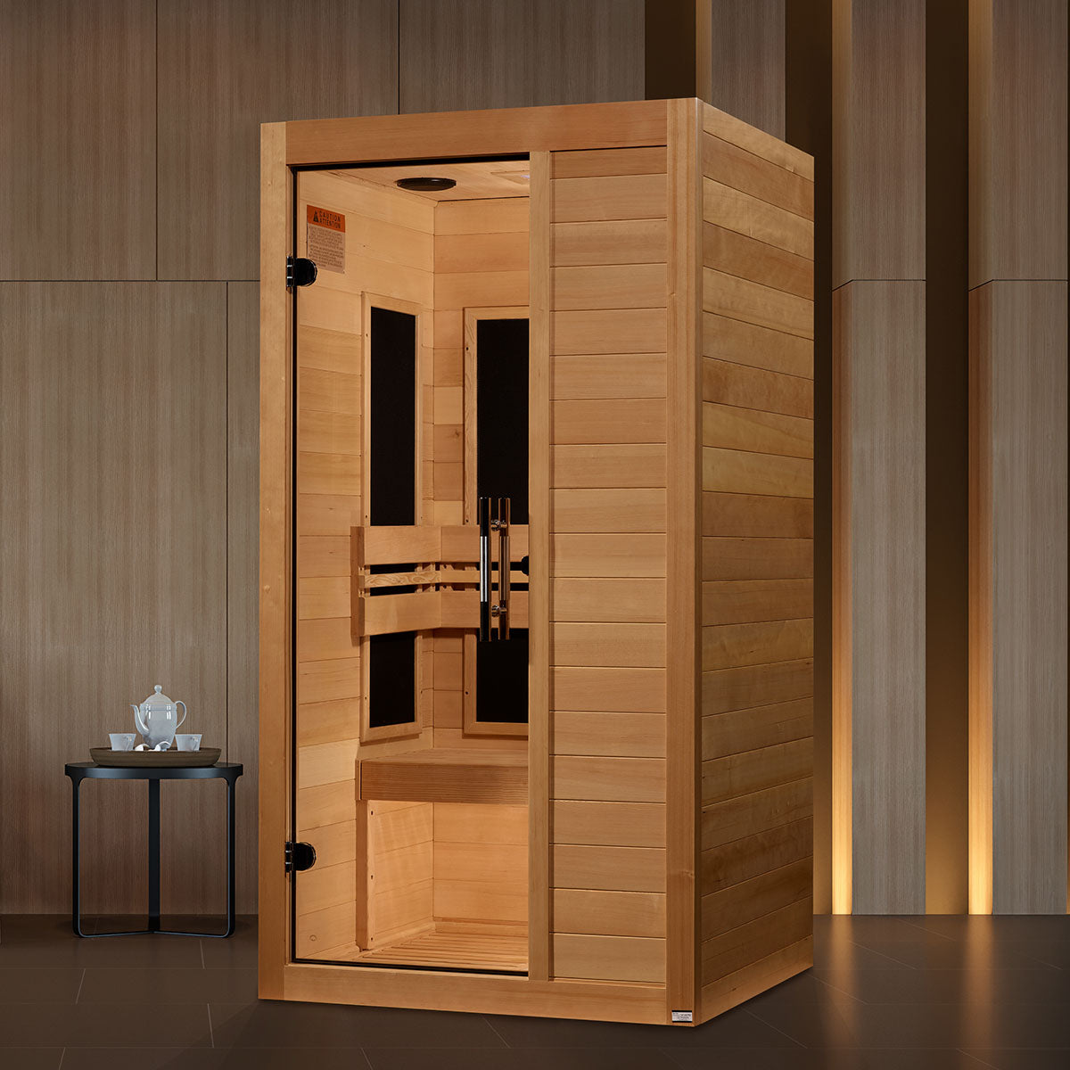 Golden Designs Maxxus S-Line Yoga 1-Person Ultra Low EMF FAR Infrared Sauna With Canadian Hemlock