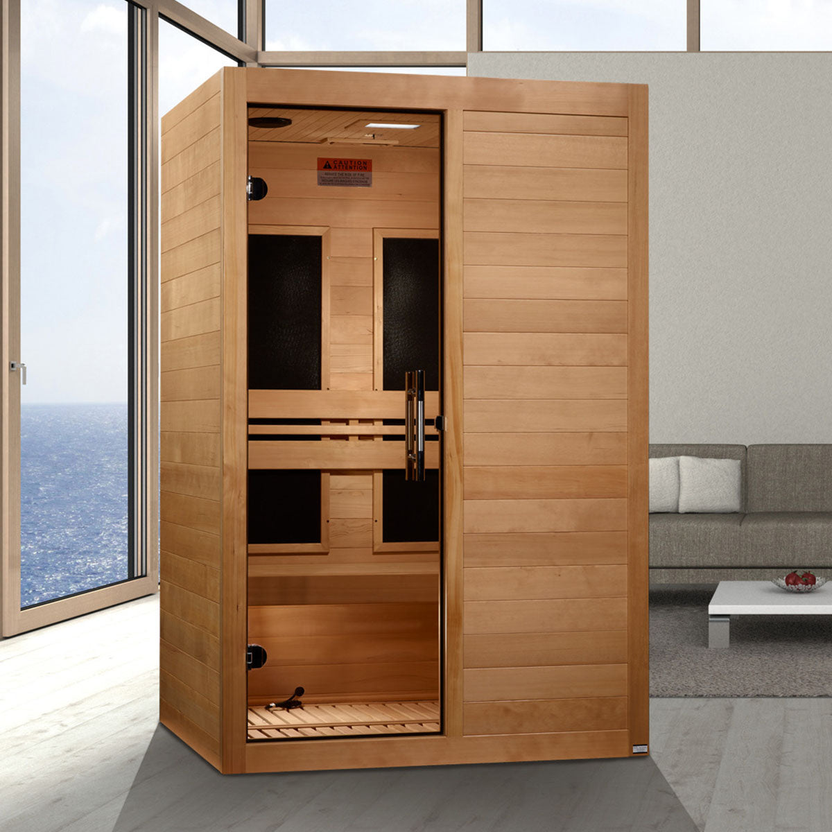 Golden Designs Maxxus S-Line Yoga 2-Person Ultra Low EMF FAR Infrared Sauna With Canadian Hemlock