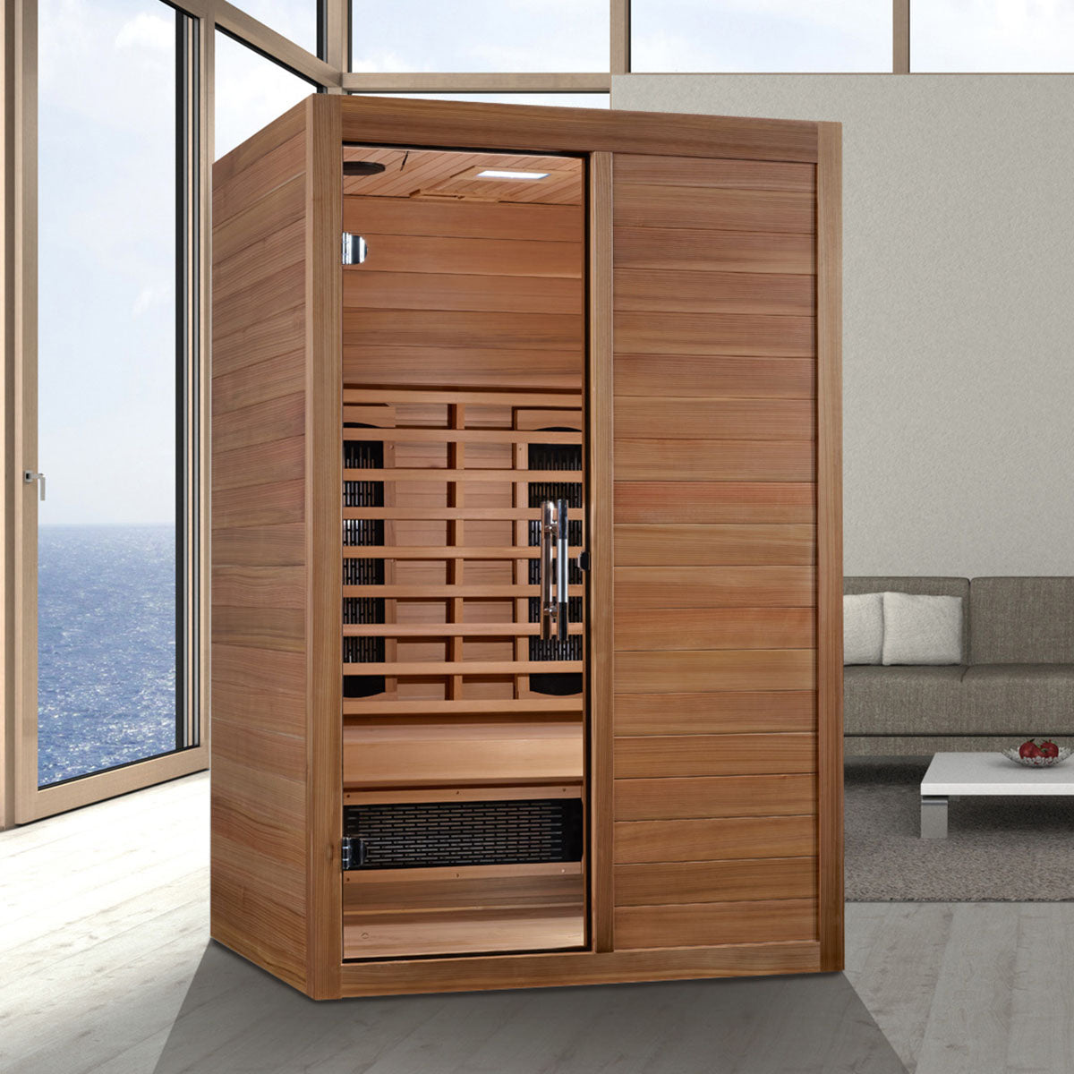 Golden Designs Maxxus S-Line Yoga 2-Person Full Spectrum Near Zero EMF FAR Infrared Sauna With with Pacific Cedar