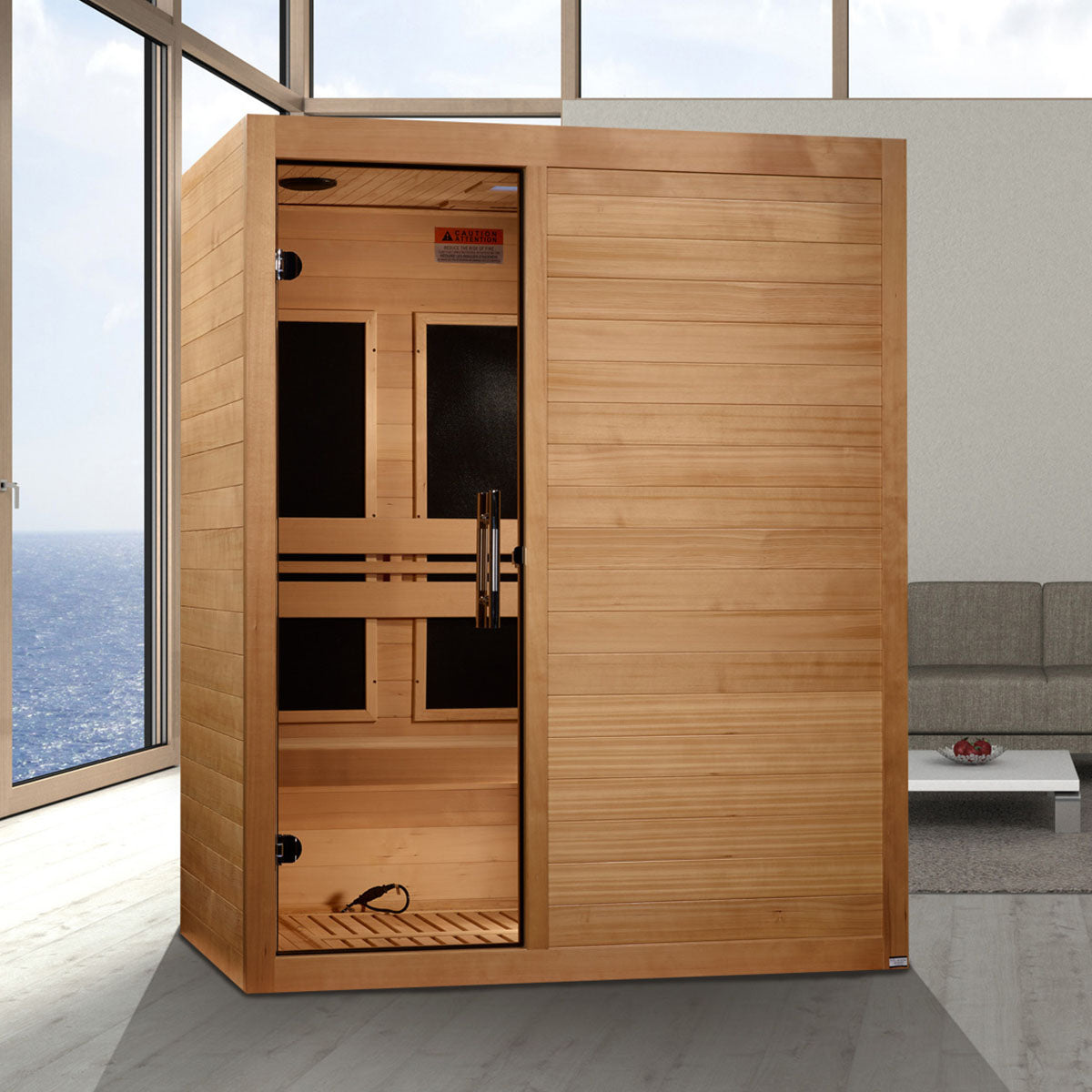 Golden Designs Maxxus S-Line Yoga 3-Person Ultra Low EMF FAR Infrared Sauna With Canadian Hemlock