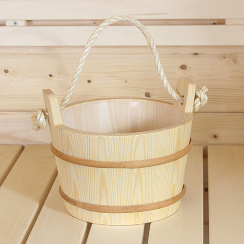 PROSAUNAS Rope Handle Wood Sauna Bucket - 4 Litre