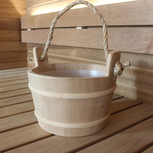 PROSAUNAS Rope Handle Wood Sauna Bucket - 4 Litre