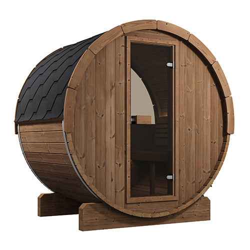 SaunaLife ERGO E6 Outdoor Barrel Sauna Kit | 3 Person Sauna