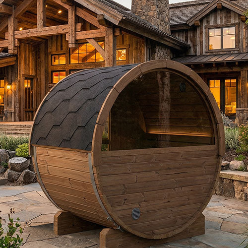 SaunaLife ERGO E6 Outdoor Barrel Sauna Kit | 3 Person Sauna