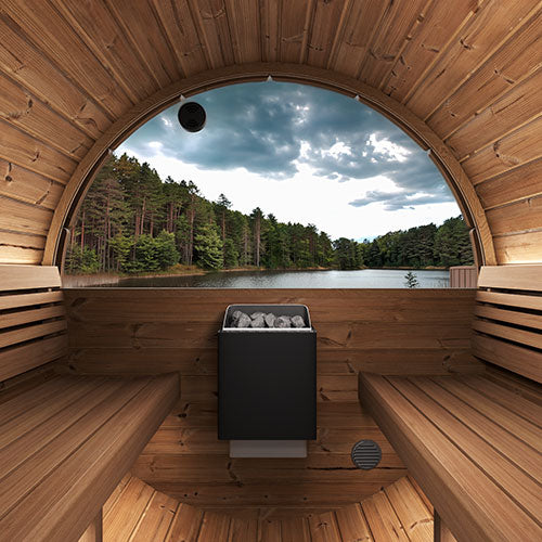 SaunaLife ERGO E6 Outdoor Barrel Sauna Kit | 3 Person Sauna