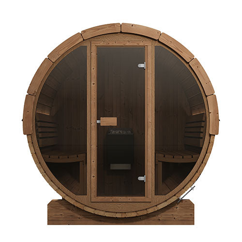 SaunaLife ERGO E7 Outdoor Barrel Sauna Kit | 4 Person Sauna