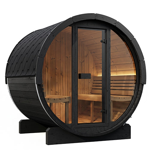 SaunaLife ERGO E7B Outdoor Barrel Sauna Kit | 4 Person Sauna - DIY, Paint Included