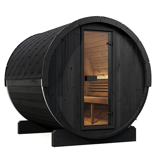 SaunaLife ERGO E8B Outdoor Barrel Sauna Kit | 6 Person Sauna - DIY, Paint Included