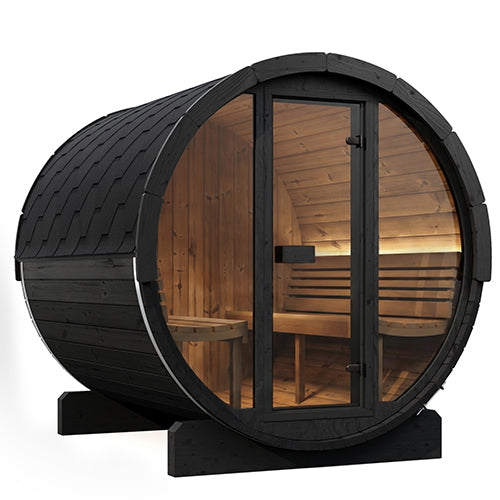 SaunaLife ERGO E8B Outdoor Barrel Sauna Kit | 6 Person Sauna - DIY, Paint Included