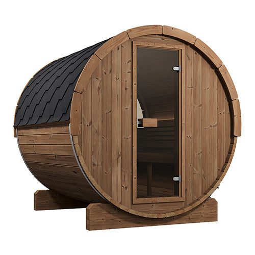 SaunaLife ERGO E8 Outdoor Barrel Sauna Kit | 6 Person Sauna