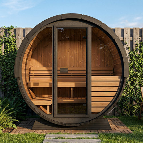 SaunaLife ERGO EE6GB Outdoor Barrel Sauna Kit | 4 Person Sauna - DIY, Paint Included