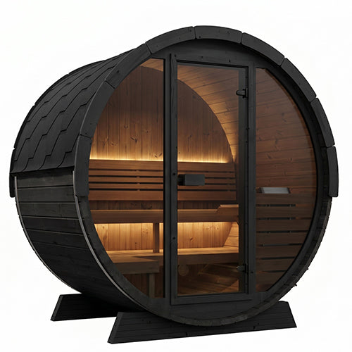 SaunaLife ERGO EE6GB Outdoor Barrel Sauna Kit | 4 Person Sauna - DIY, Paint Included